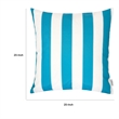 Keo Outdoor Throw Pillow- Aqua Blue- White Stripes- 20 Inch Square