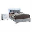 Queen Bedroom Set in White & Black Wood- 2 Piece Set with Nightstand