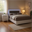 Queen Bedroom Set in White & Black Wood -3 Piece Set with 2 Nightstands