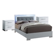Queen Bedroom Set in White & Black Wood -3 Piece Set with 2 Nightstands