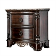 Queen Bedroom Set in Brown Cherry & Gold Wood- 2 Piece Set with Nightstand