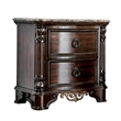 Queen Bedroom Set in Brown Cherry & Gold Wood- 2 Piece Set with Nightstand