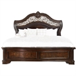 Queen Bedroom Set in Brown Cherry & Gold Wood- 2 Piece Set with Nightstand