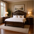 Queen Bedroom Set in Brown Cherry & Gold Wood- 2 Piece Set with Nightstand