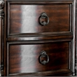 Queen Bedroom Set in Brown Cherry & Gold Wood- 3 Piece Set with 2 Nightstands