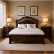 Queen Bedroom Set in Brown Cherry & Gold Wood- 3 Piece Set with 2 Nightstands