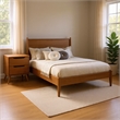 Queen Bedroom Set in Oak Brown Wood - 2 Piece Set with Nightstand