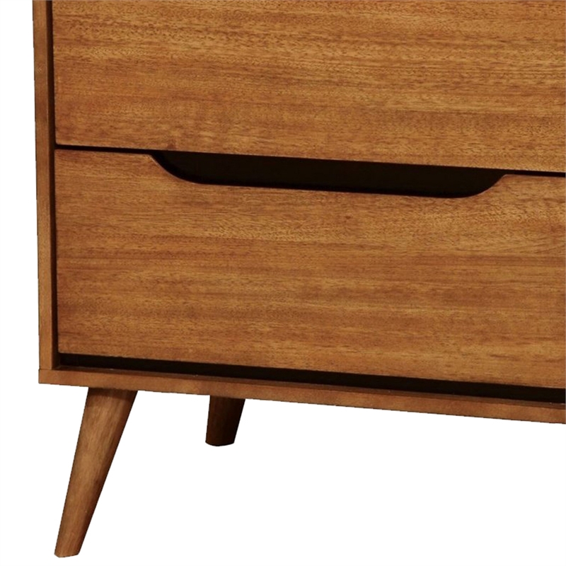 Queen Bedroom Set in Oak Brown Wood - 3 Piece Set with 2 Nightstands