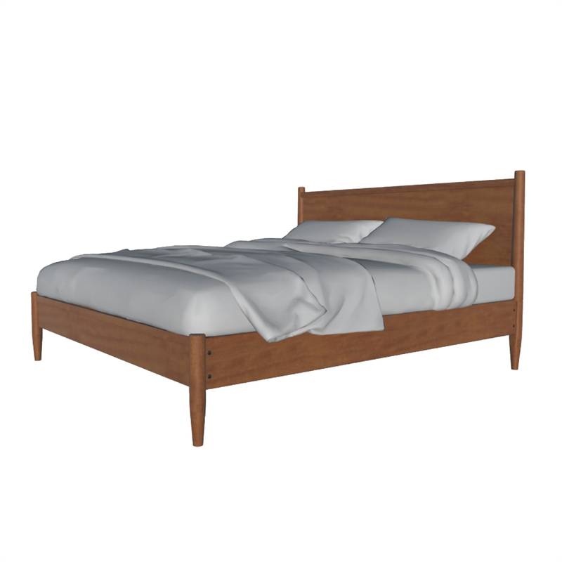 Queen Bedroom Set in Oak Brown Wood - 3 Piece Set with 2 Nightstands