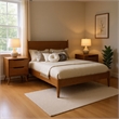 Queen Bedroom Set in Oak Brown Wood - 3 Piece Set with 2 Nightstands