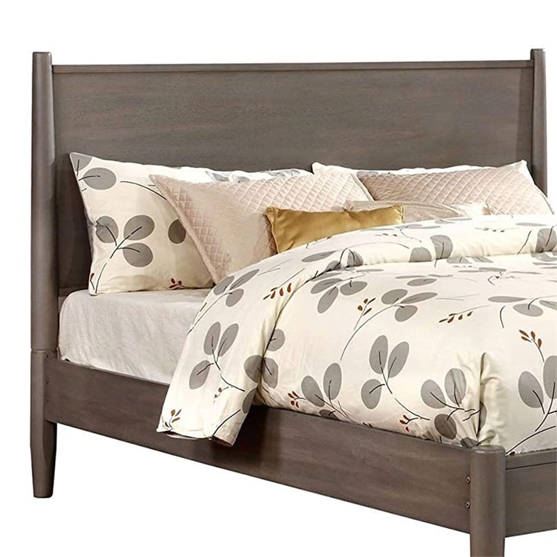 Queen Bedroom Set in Gray Wood - 3 Piece Set with 2 Nightstands