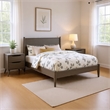 Queen Bedroom Set in Gray Wood - 3 Piece Set with 2 Nightstands