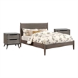Queen Bedroom Set in Gray Wood - 3 Piece Set with 2 Nightstands