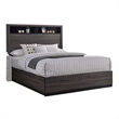 Queen Bedroom Set in Gray & Black Wood - 2 Piece Set with Nightstand