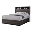 Queen Bedroom Set in Gray & Black Wood - 2 Piece Set with Nightstand