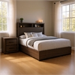 Queen Bedroom Set in Gray & Black Wood - 2 Piece Set with Nightstand