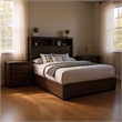 Queen Bedroom Set in Gray & Black Wood - 3 Piece Set with 2 Nightstands