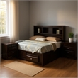 Queen Bedroom Set in Black & Nickel Wood - 2 Piece Set with Nightstand