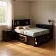 Queen Bedroom Set in Black & Nickel Wood - 3 Piece Set with 2 Nightstands