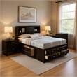 Queen Bedroom Set in Black & Nickel Wood - 3 Piece Set with 2 Nightstands