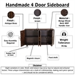 Benzara 4 Door Buffet Cabinet with Handcarved Floral Motifs in Brown