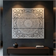 Benzara Josa Mandala Floral Wood Panel in Antique White Finish (3 Piece)
