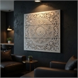 Benzara Josa Mandala Floral Wood Panel in Antique White Finish (3 Piece)