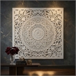 Benzara Josa Mandala Floral Wood Panel in Antique White Finish (3 Piece)