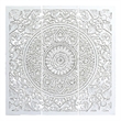 Benzara Josa Mandala Floral Wood Panel in Antique White Finish (3 Piece)