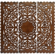 Benzara Josa Mandala Floral Carving Wood Panel in Brown Finish (3 Piece)