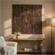 Benzara Josa Mandala Floral Carving Wood Panel in Brown Finish (3 Piece)
