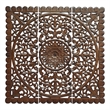 Benzara Josa Mandala Floral Carving Wood Panel in Brown Finish (3 Piece)