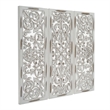Benzara Moroccan Floral Wall Wood Decor in Antique White Finish (3 Piece)