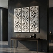 Benzara Moroccan Floral Wall Wood Decor in Antique White Finish (3 Piece)
