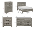 King Bedroom Set- Gray- 5 Piece Set with 2 Nightstands- Dresser- and Chest