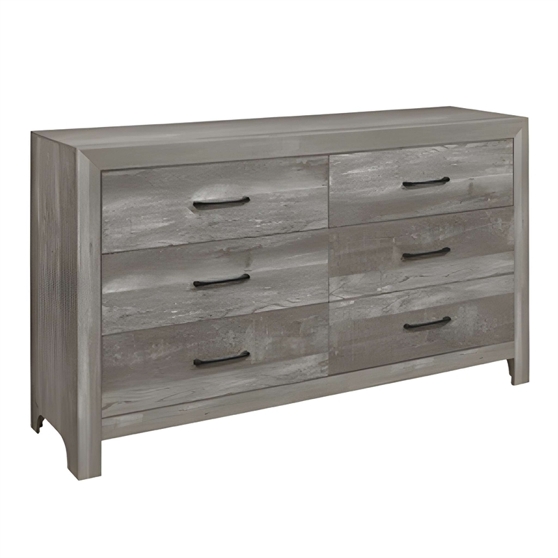 King Bedroom Set- Gray- 4 Piece Set with 2 Nightstands and Dresser