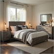 King Bedroom Set- Gray- 5 Piece Set with 2 Nightstands- Dresser- and Mirror