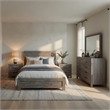 King Bedroom Set- Gray- 5 Piece Set with 2 Nightstands- Dresser- and Mirror