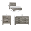 King Bedroom Set-Gray- 4 Piece Set with 2 Nightstands and Dresser