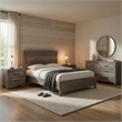 King Bedroom Set-Gray- 4 Piece Set with 2 Nightstands and Dresser