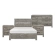 King Bedroom Set-Gray- 4 Piece Set with 2 Nightstands and Dresser