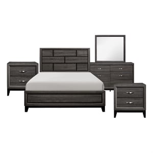 Queen Bedroom Set- 5 Piece Set w 2 Nightstands- Dresser-Mirror
