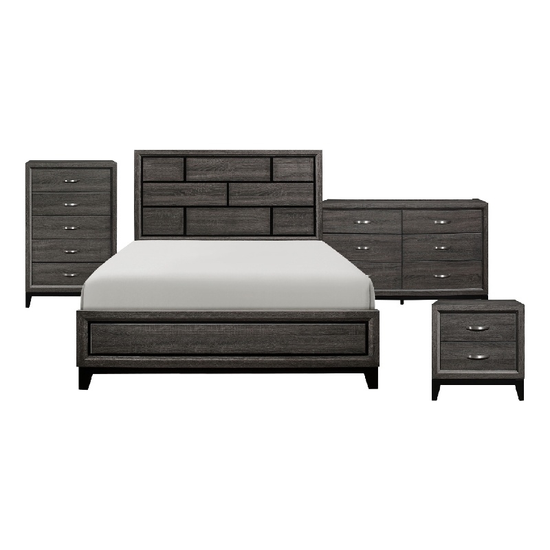 Queen Bedroom Set- 4 Piece Set with Nightstand- Dresser- and Chest