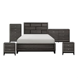 Queen Bedroom Set- 5 Piece Set with 2 Nightstands- Dresser- and Chest