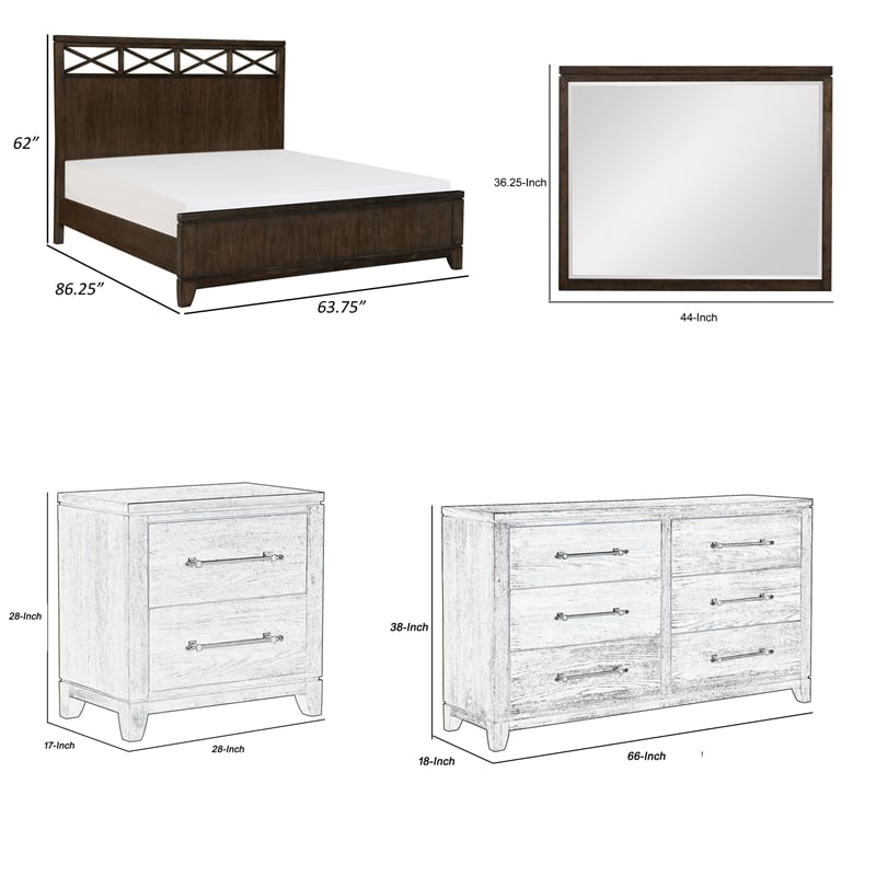 Queen Bedroom Set-Silver- 5 Piece Set w 2 Nightstands- Dresser- and Mirror