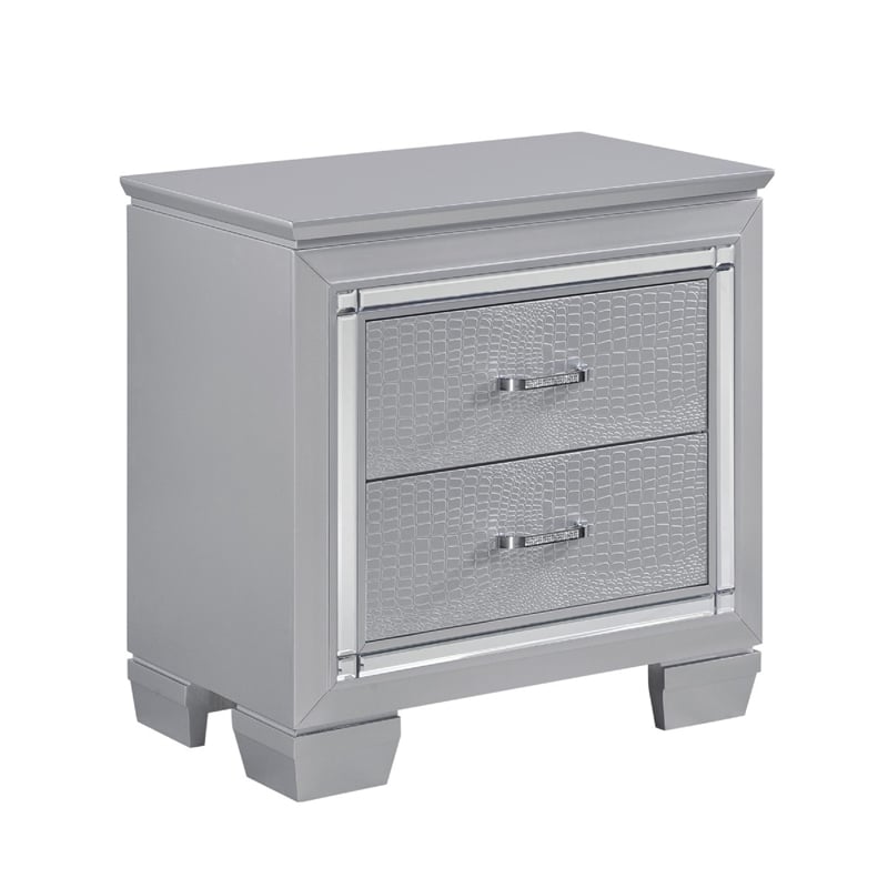 Queen Bedroom Set-Gray- 5 Piece Set with 2 Nightstands- Dresser- and Mirror