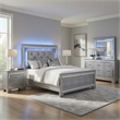 Queen Bedroom Set-Gray- 5 Piece Set with 2 Nightstands- Dresser- and Mirror