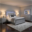 Queen Bedroom Set-Gray- 5 Piece Set with 2 Nightstands- Dresser- and Mirror