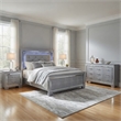 Queen Bedroom Set-Gray- 4 Piece Set with 2 Nightstands and Dresser