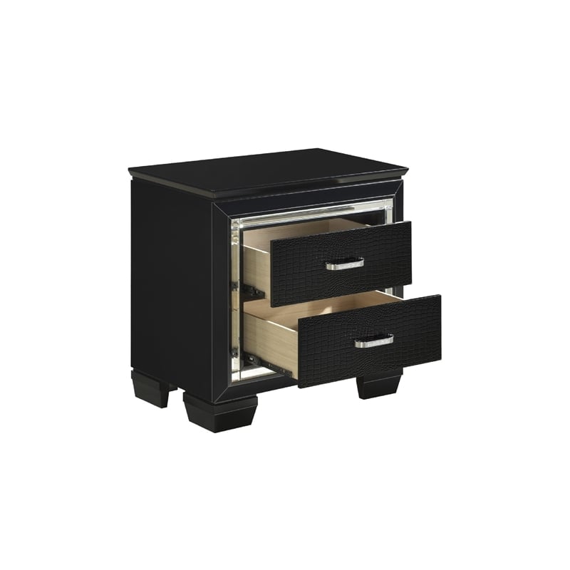 Queen Bedroom Set- Black- 4 Piece Set with 2 Nightstands and Dresser